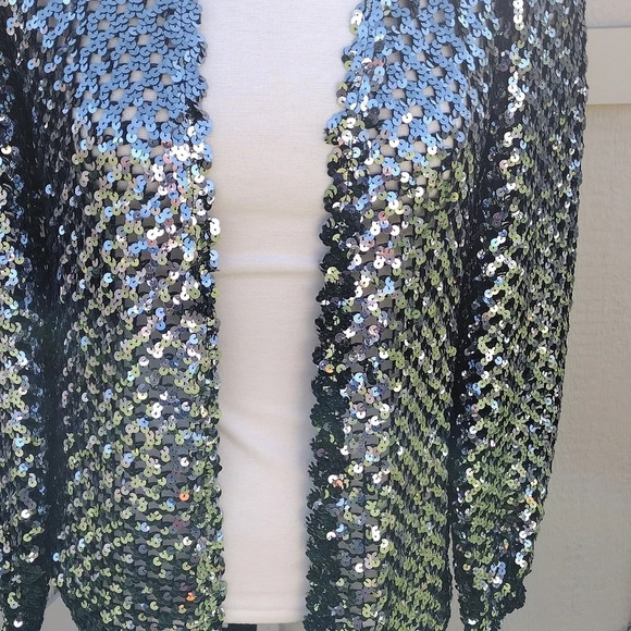 Vintage Three Flags California Sequin Jacket Size 6 Open Front Cardigan - Picture 10 of 12